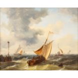 Louis I VERBOECKHOVEN (1802-1889) 'Storm at sea', oil on panel. (W:18 x H:14 cm)