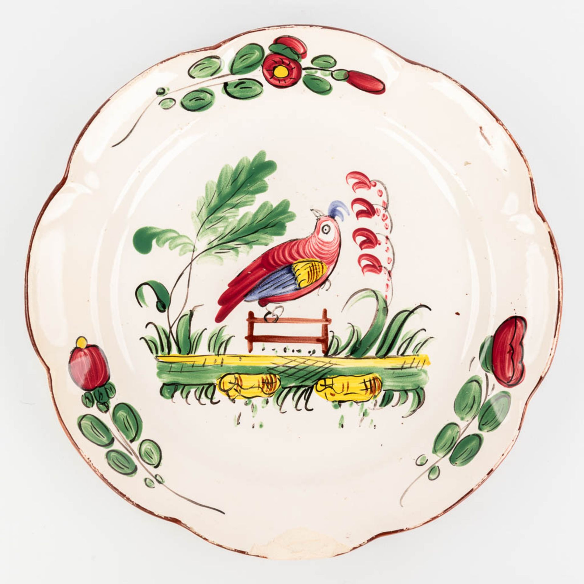 Faience De l'Est, a large collection of 24 plates with hand-painted flower decor. (D:22,5 cm) - Bild 18 aus 28