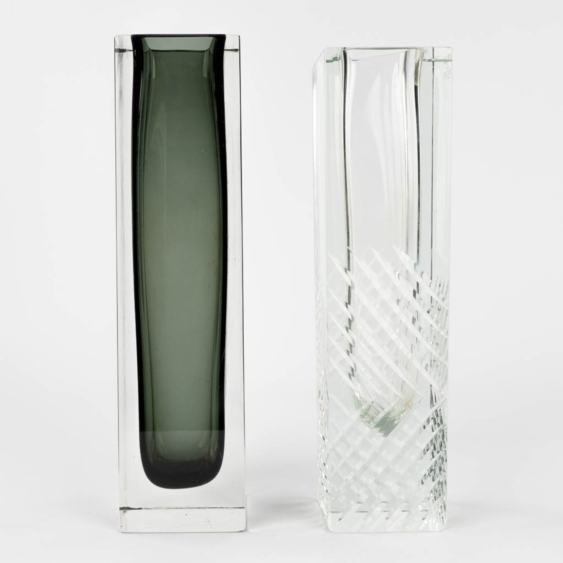 A collection of 2 Somerso vases, made in Murano, Italy. (L:6,5 x W:6,5 x H:25,5 cm) - Bild 4 aus 11