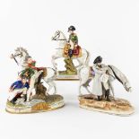 A collection of 3 porcelain figurines 'The Generals of Napoleon and Napoleon', made of porcelain in