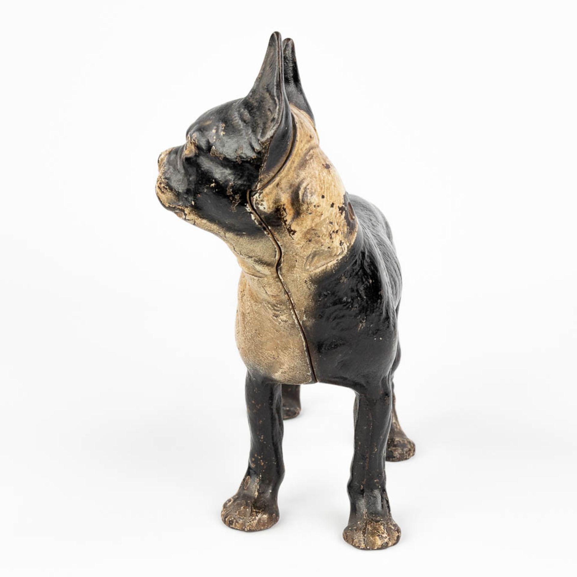 An antique figurative door stopper in the shape of a dog, cast iron. (W:25,5 x H:26 cm) - Bild 2 aus 12