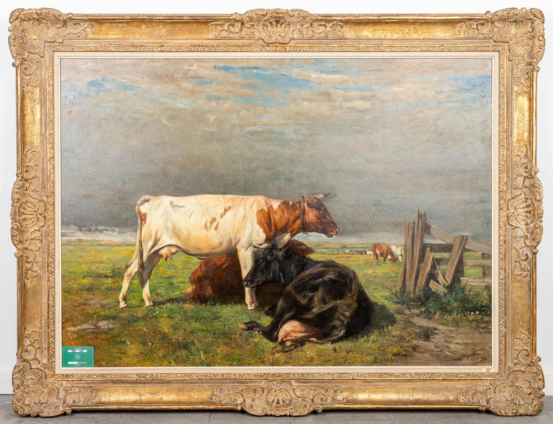 Alfred VERWEE (1838-1895) 'Les Vaches', oil on canvas (W:114 x H:82 cm) - Bild 3 aus 7