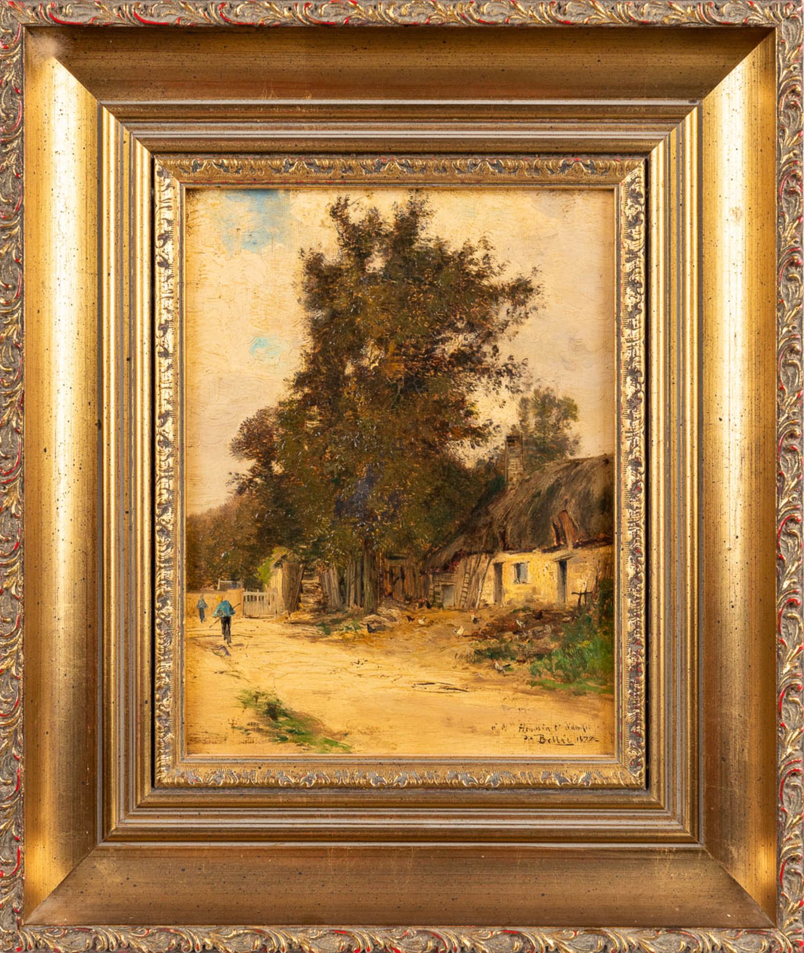 De BELLIS (XIX) 'The Farmhouse', oil on panel. 1877 (W:18 x H:24 cm) - Bild 3 aus 7