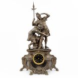 A mantle clock 'The Spanish Warriror's' made of spelter. (W:43 x H:74 cm)