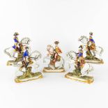 A collection of 5 statues 'The Generals of Napoleon' made of porcelain in Germany. (H:28 cm)