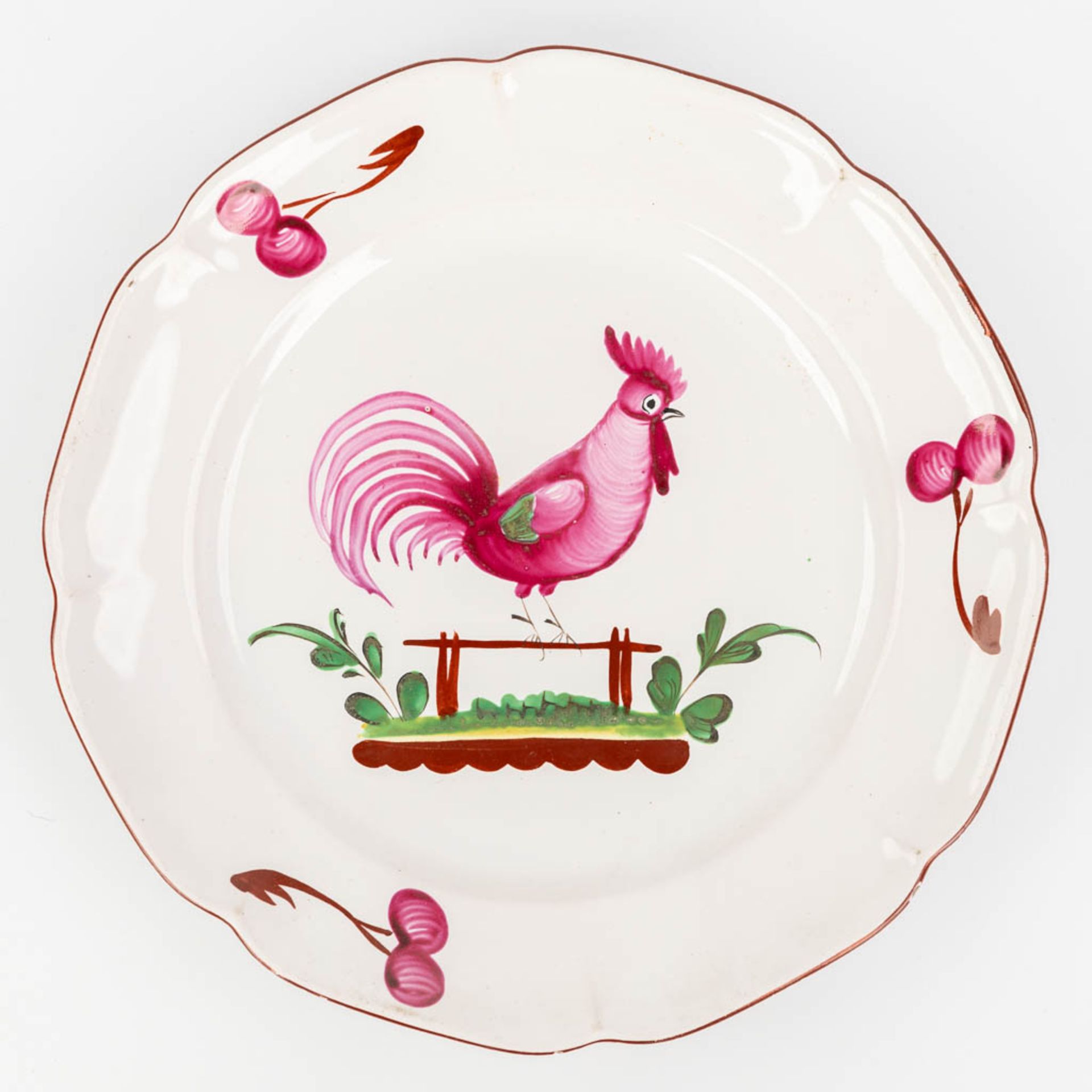 Faience De l'Est, a large collection of 24 plates with hand-painted flower decor. (D:22,5 cm) - Bild 19 aus 28