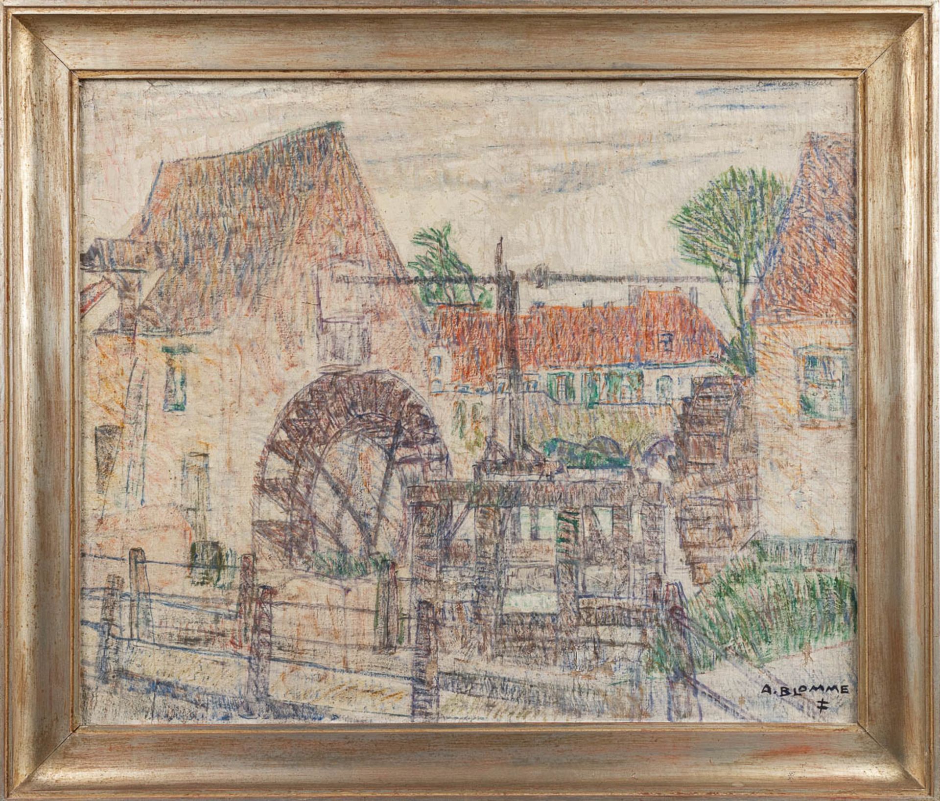 Alfons BLOMME (1889-1979) 'Watermill of Heule, Belgium' oil on canvas. (W:79,5 x H:66 cm) - Bild 5 aus 8