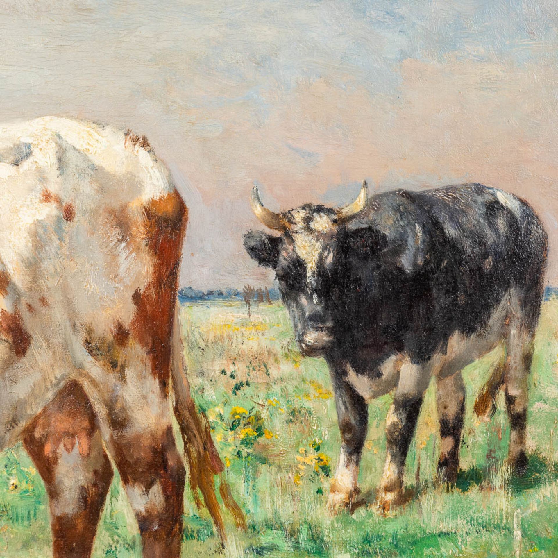 Alfred VERWEE (1838-1895) 'Koeien bij de drinkpoel' oil on canvas. (W:82 x H:60 cm) - Bild 6 aus 14