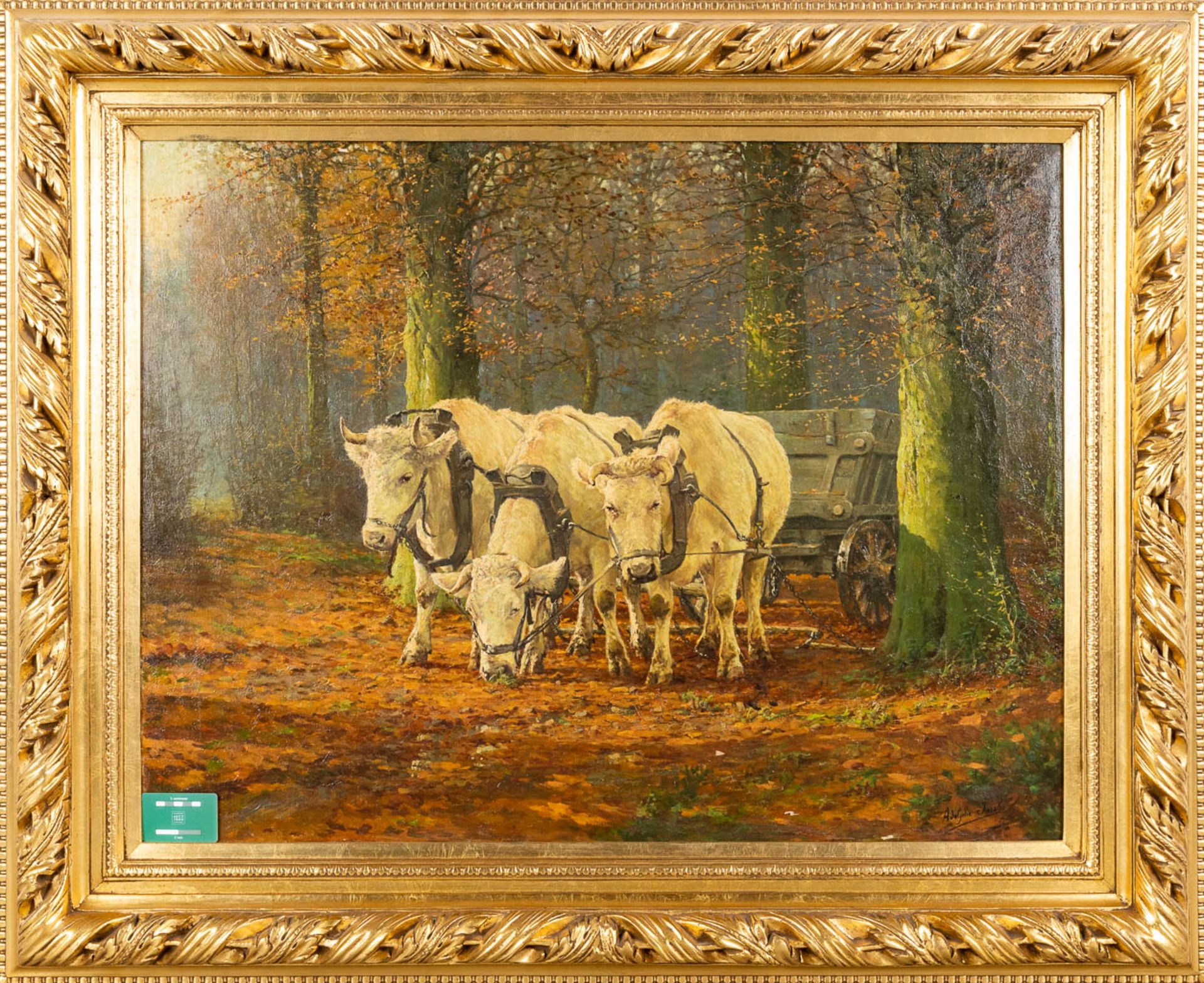 Adolphe JACOBS (1859-1940) 'The Cows', oil on canvas. (W:105 x H:82 cm) - Bild 2 aus 12