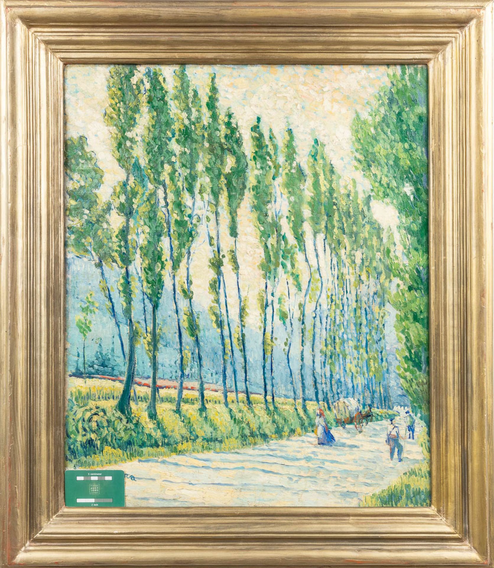 'A view in the park' a painting, oil on canvas. (W:51 x H:63 cm) - Image 2 of 7