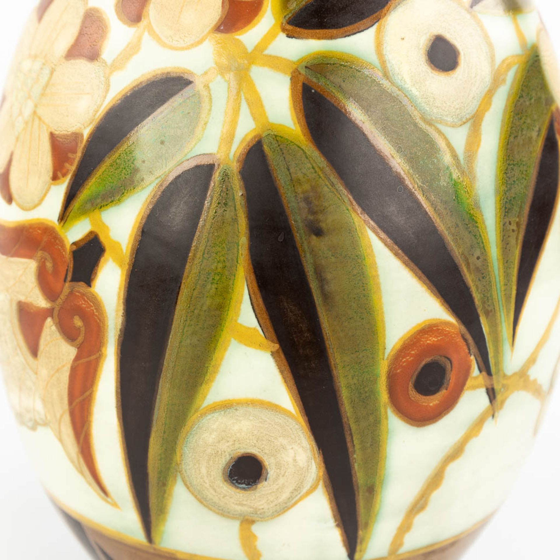 Charles CATTEAU (1880-1966) For Boch Keramis, a faience vase with decor 1847. (H:30 x D:20 cm) - Bild 7 aus 12