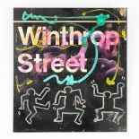 Keith HARING (1958-1990)(attr.) 'Winthrop Street' a signed New York subway plaque, 20th C. (W:32 x