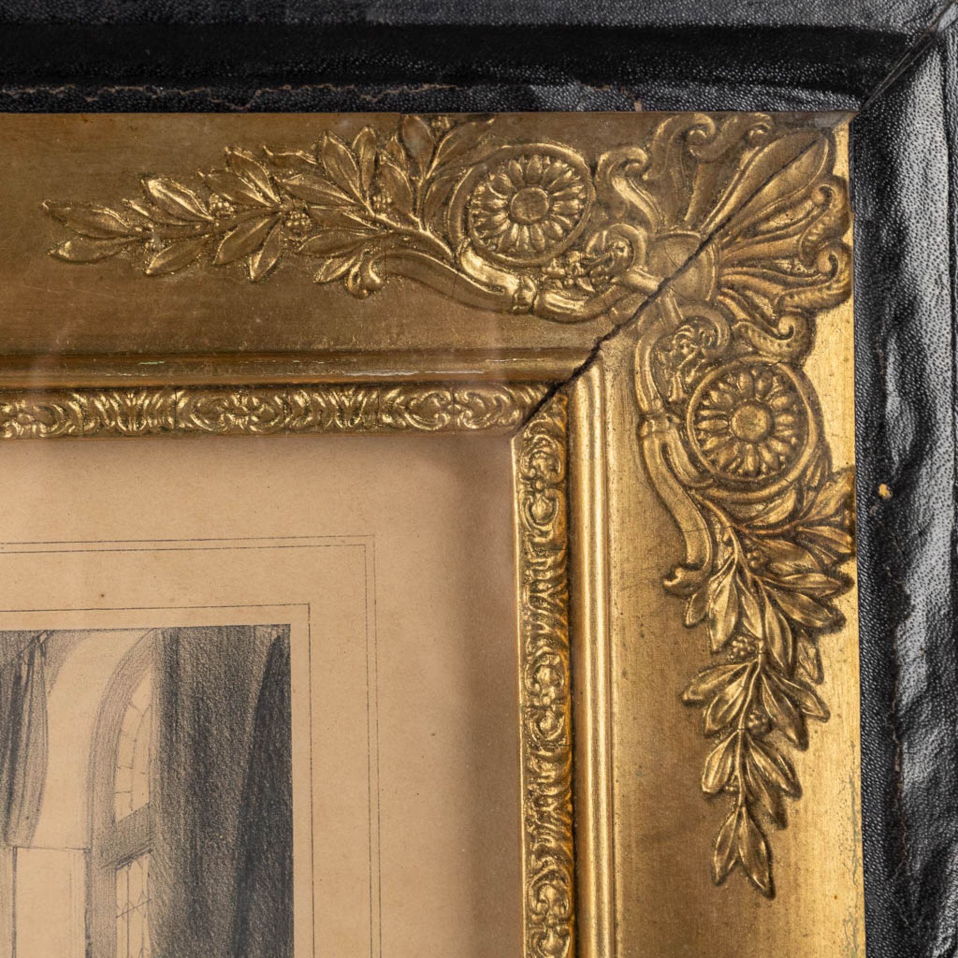 A pair of frames with lithographies, framed in an empire frame. 19th C. (W:59 x H:49 cm) - Bild 18 aus 21