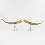 Anthony REDMILE (1940) 'Horns' a pair of decorative horns on a chrome base (L:45 x H:23 cm)