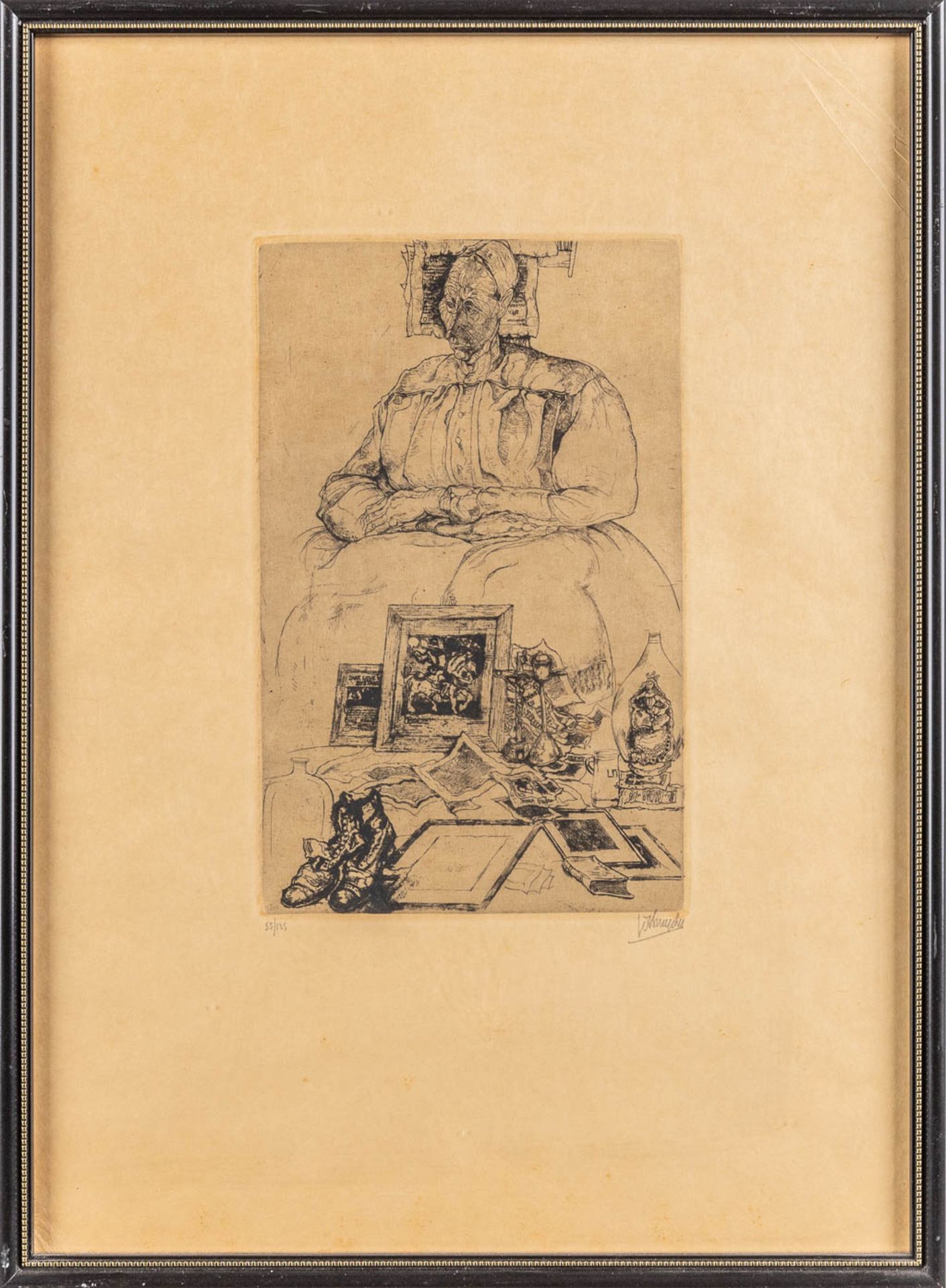 Jules DE BRUYCKER (1870-1945) 'Marchande', an etching. 55/125. (W:14 x H:21,5 cm) - Bild 3 aus 6