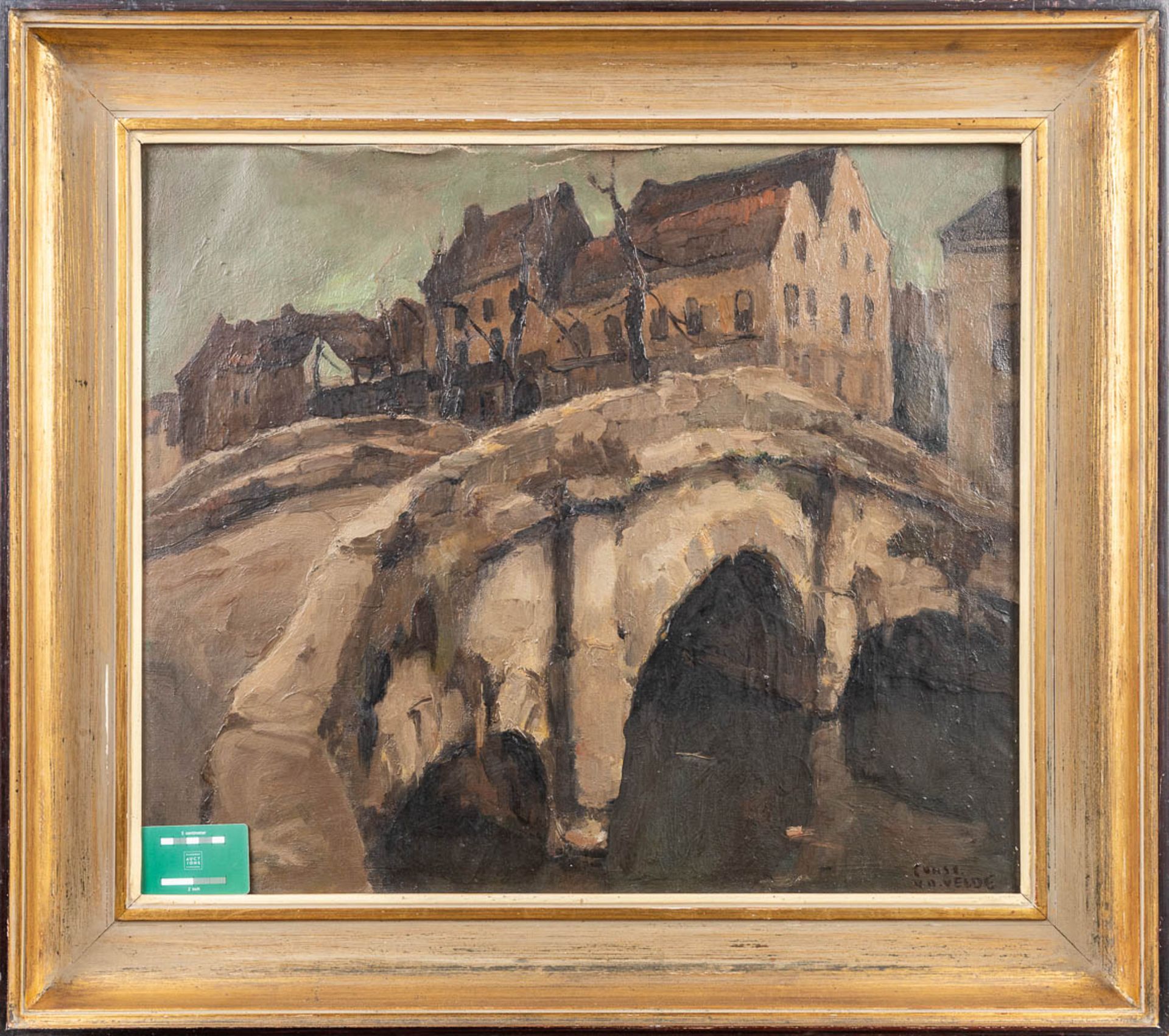 Const. VAN DE VELDE (XIX) 'View in Bruges' a painting, oil on canvas. (W:70 x H:61 cm) - Image 2 of 8