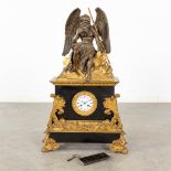 A large neoclassical mantle clock 'Father Time', 19th C. (L:21,5 x W:45 x H:74 cm)