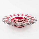 Val Saint-Lambert, a large bowl made of cut and red coloured crystal. (H:10 x D:39 cm)