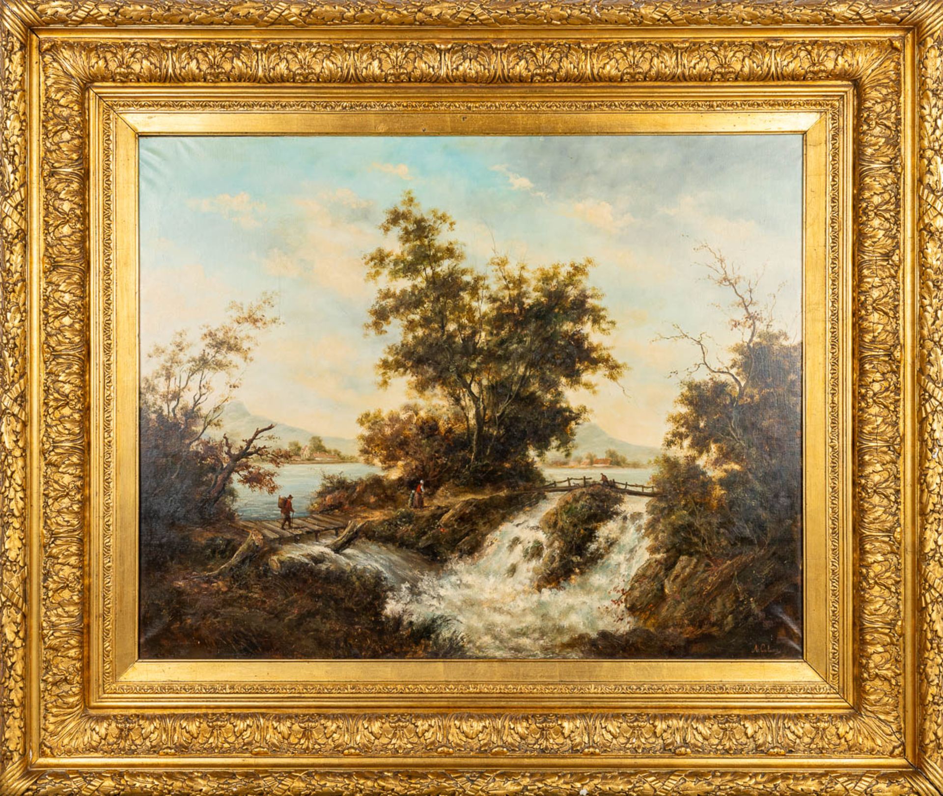 Arthur CALAME (1843-1919) 'The Waterfall', a painting oil on canvas. (W:130 x H:102 cm) - Image 13 of 14