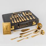 A gold-plated 'Royal Collection Solingen' flatware cutlery set, made in Germany (L:34 x W:45,5 x H:9