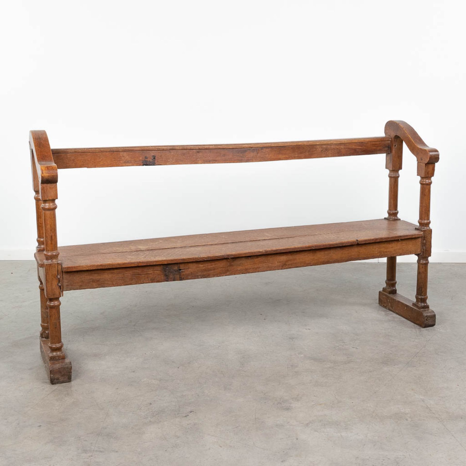 An antique bench made of oak. 19th century. (L:35 x W:164 x H:87 cm)