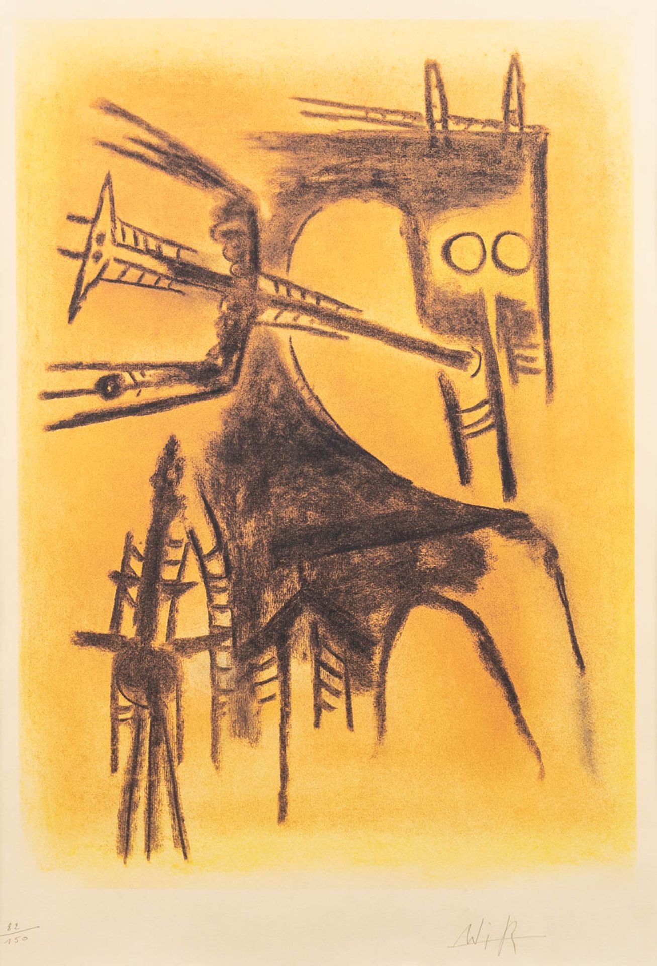 Wifredo LAM (1902-1982) 'Figurine' a lithograph, 82/150. (W:60 x H:90 cm)