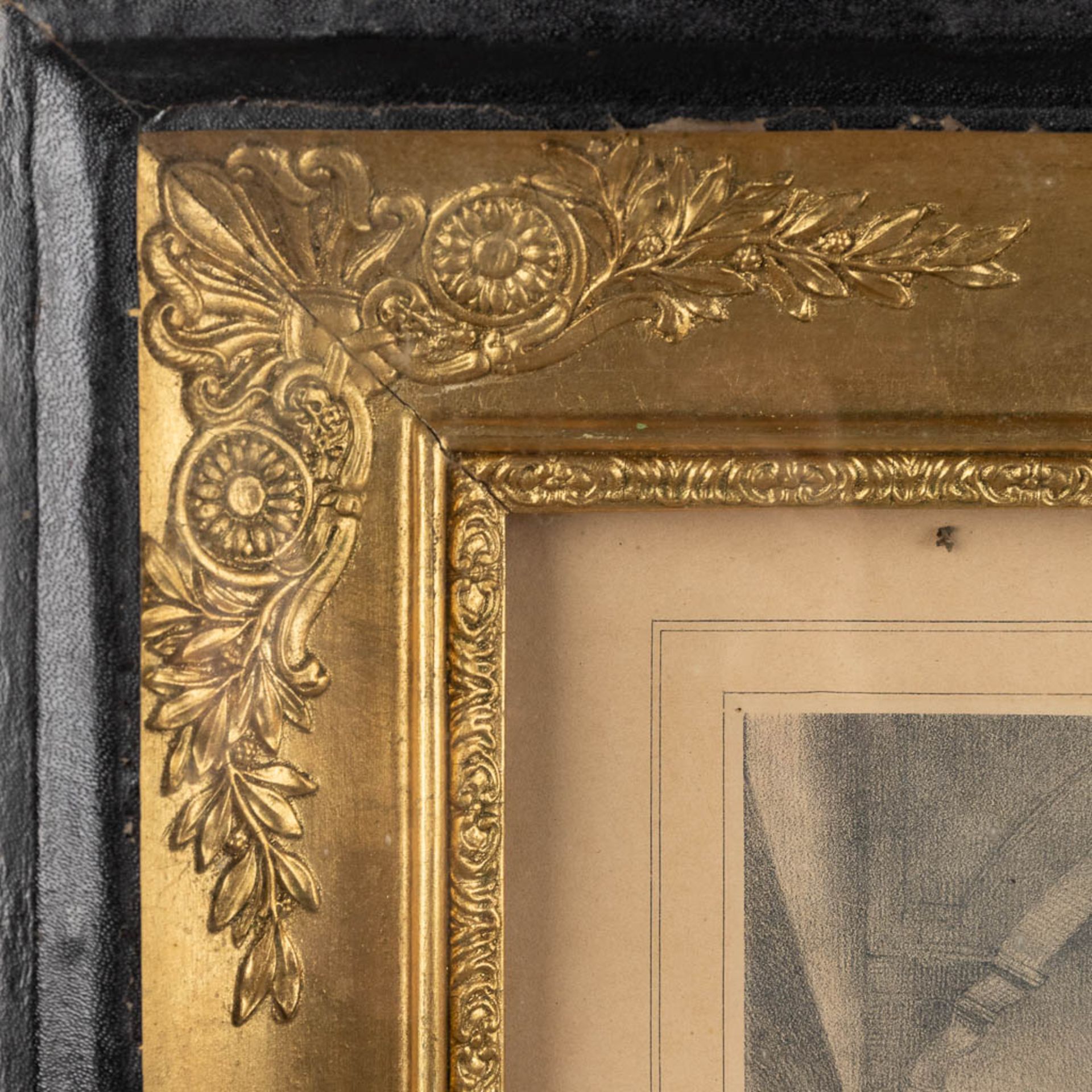 A pair of frames with lithographies, framed in an empire frame. 19th C. (W:59 x H:49 cm) - Bild 19 aus 21