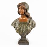 Gustave VAN VAERENBERGH (1873-1927) 'Bust of a young lady', patinated terracotta. (W:32 x H:51 cm)