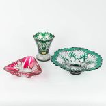 Val Saint Lambert, a collection of 3 items made of cut crystal. (H:12 x D:36 cm)