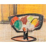 Antoon BOGAERT (1935) 'still life with fruit bowl' oil on panel. 1960 (W:26 x H:21 cm)