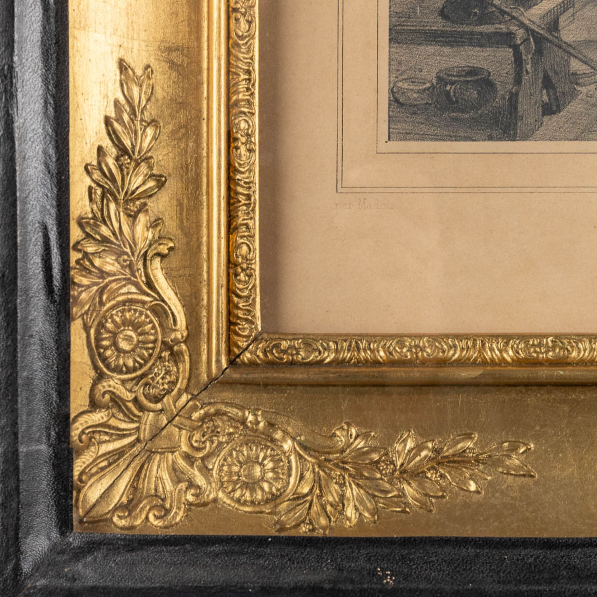 A pair of frames with lithographies, framed in an empire frame. 19th C. (W:59 x H:49 cm) - Bild 20 aus 21