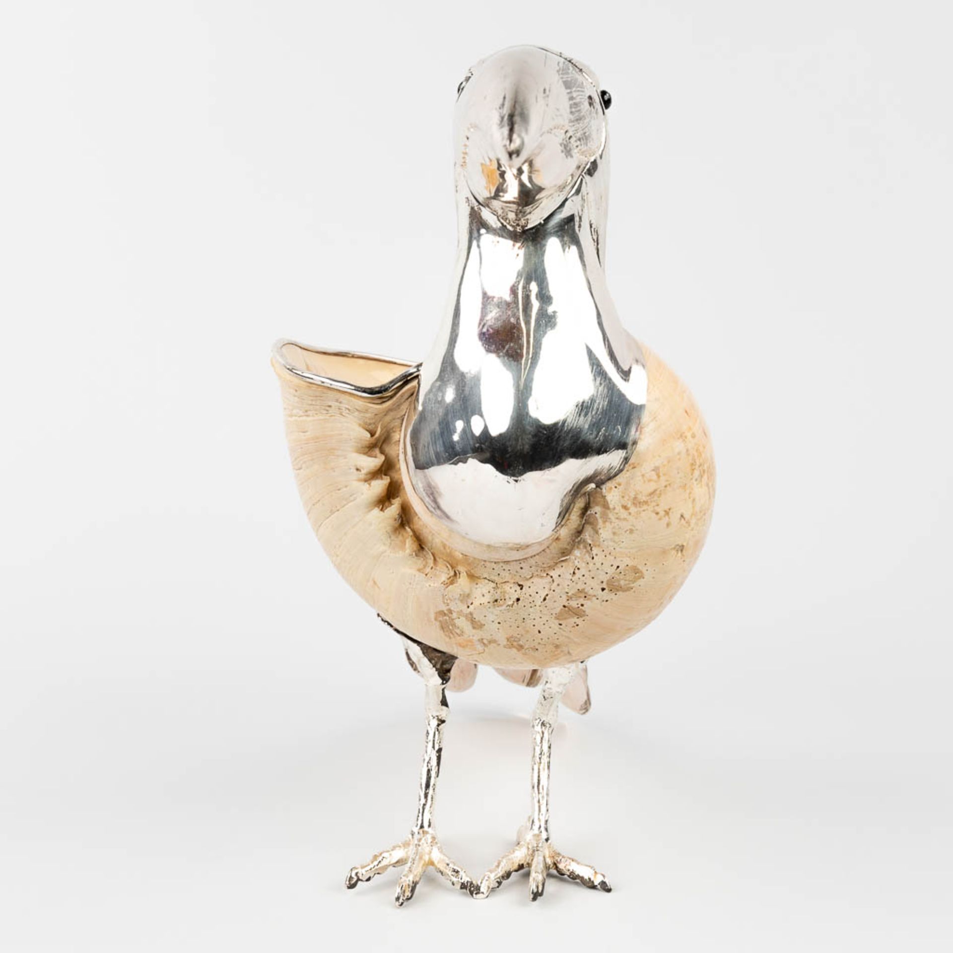 Gabriella BINAZZI (XX-XXI) 'Toucan' a bird made of silver-plated metal and a sea shell. (L:20 x W:4 - Image 4 of 13