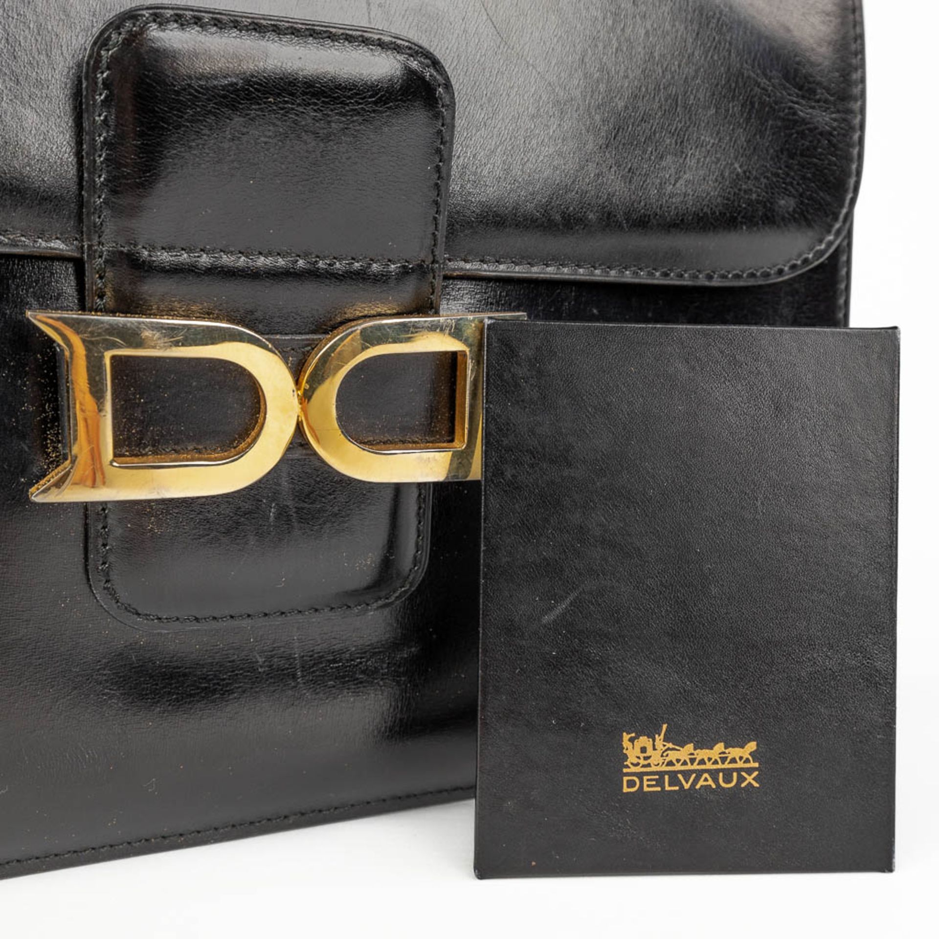 Delvaux, model Bourgogne a vintage handbag made of black leather with gold-plated hardware. (W:26 x - Image 14 of 17