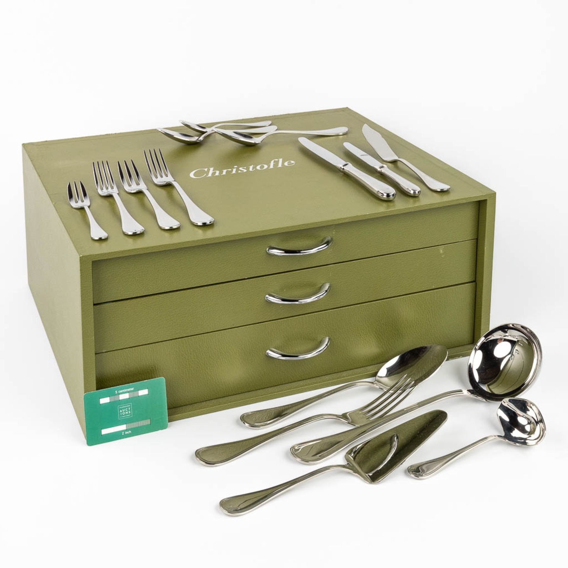 Christofle, model 'Albi' in an 'ambassador 125' case, a 124-piece flatware set, stainless steel. (L - Image 7 of 12