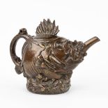 A teapot made of bronze in the shape of a sea bass/fish. (W:23,5 x H:17 cm)