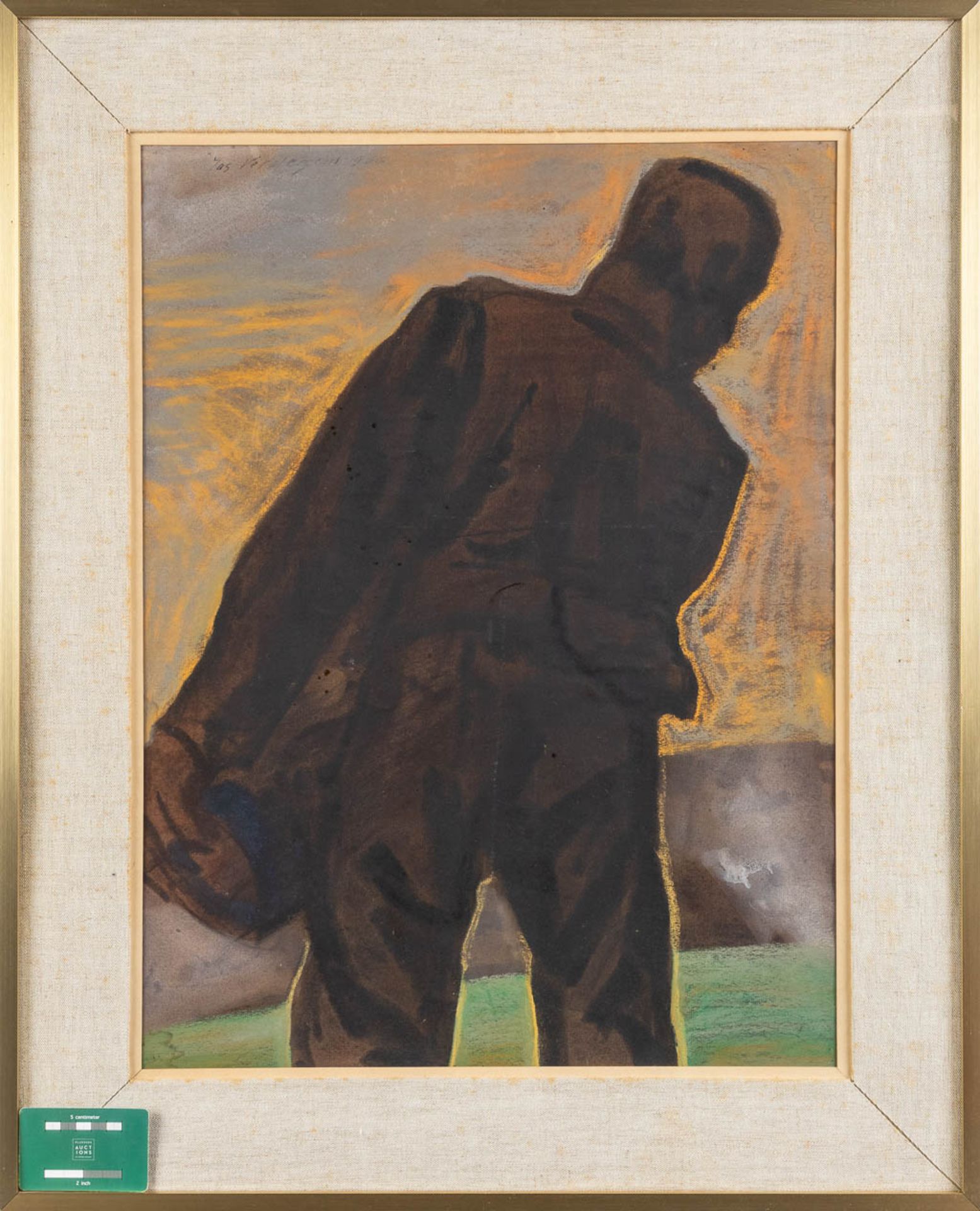 Joseph VERDEGEM (1897-1957) 'Farmer on the field' a drawing, gouache on paper. 1956. (W:46 x H:62 c - Bild 2 aus 5