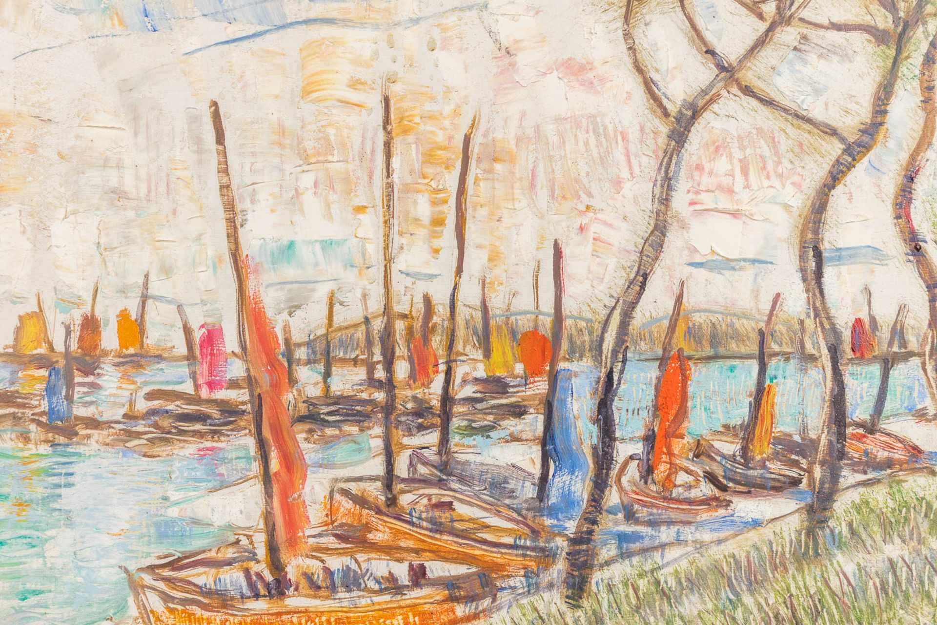 Alfons BLOMME (1889-1979) 'The Marina' a painting, oil on panel. (W:39 x H:33 cm) - Bild 5 aus 6