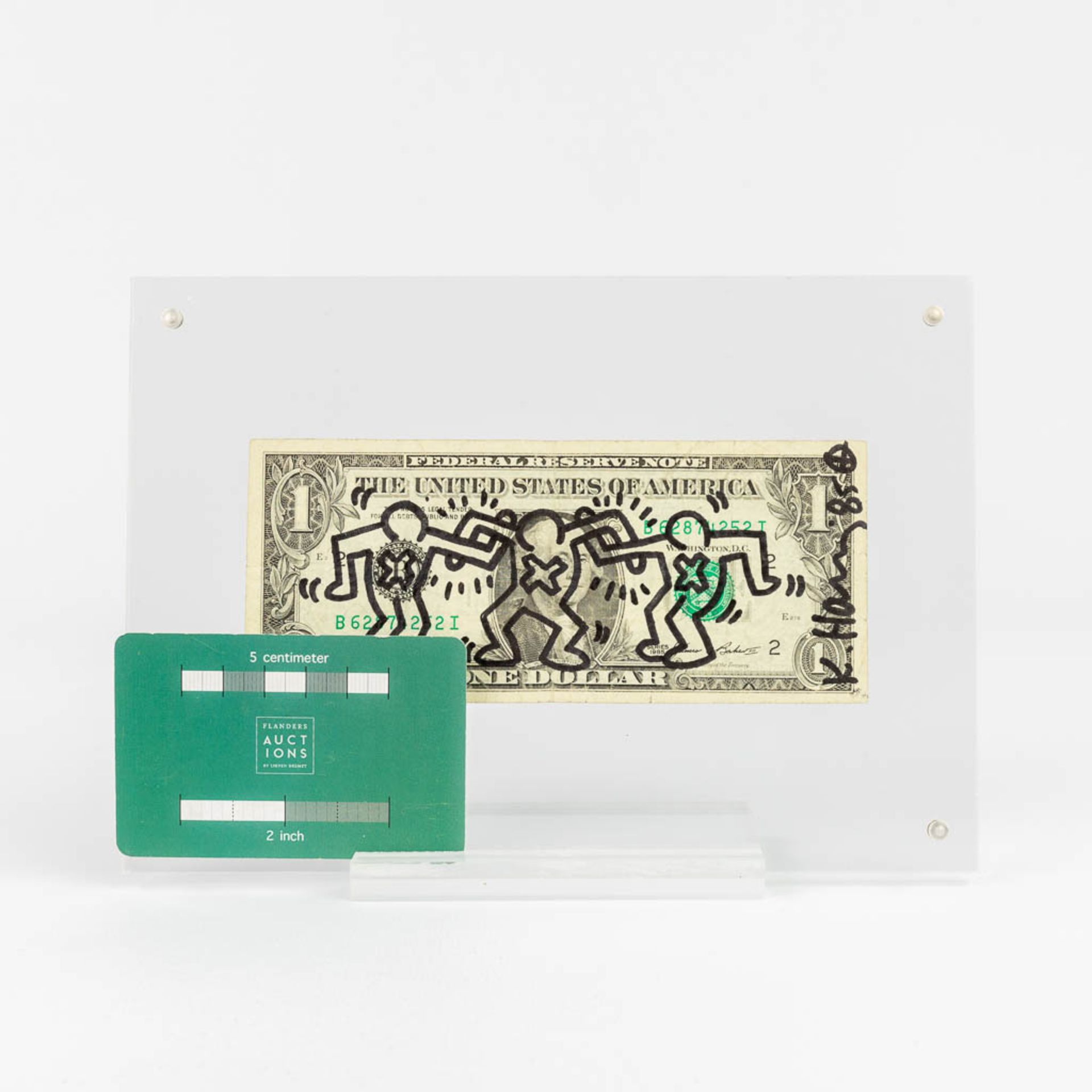 Keith HARING (1958-1990)(attr.) a signed 1 dollar bill (1985) (L:15,5 x W:6,5 cm) - Bild 2 aus 6