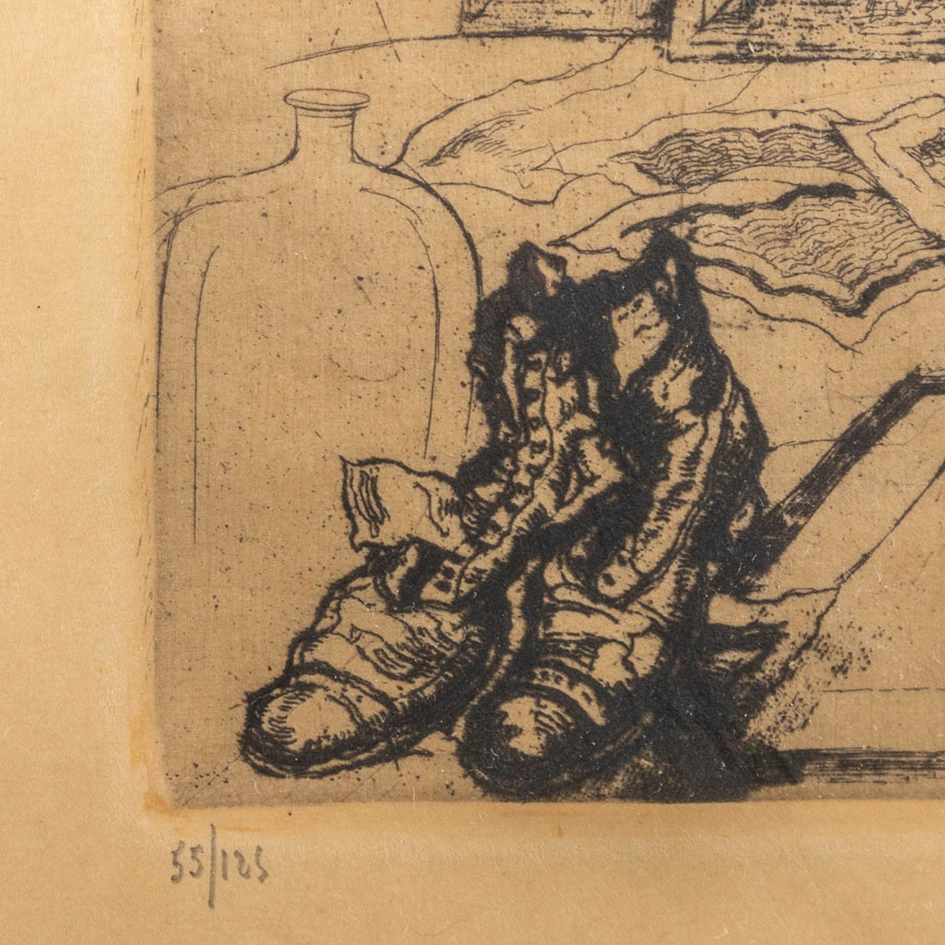 Jules DE BRUYCKER (1870-1945) 'Marchande', an etching. 55/125. (W:14 x H:21,5 cm) - Bild 4 aus 6