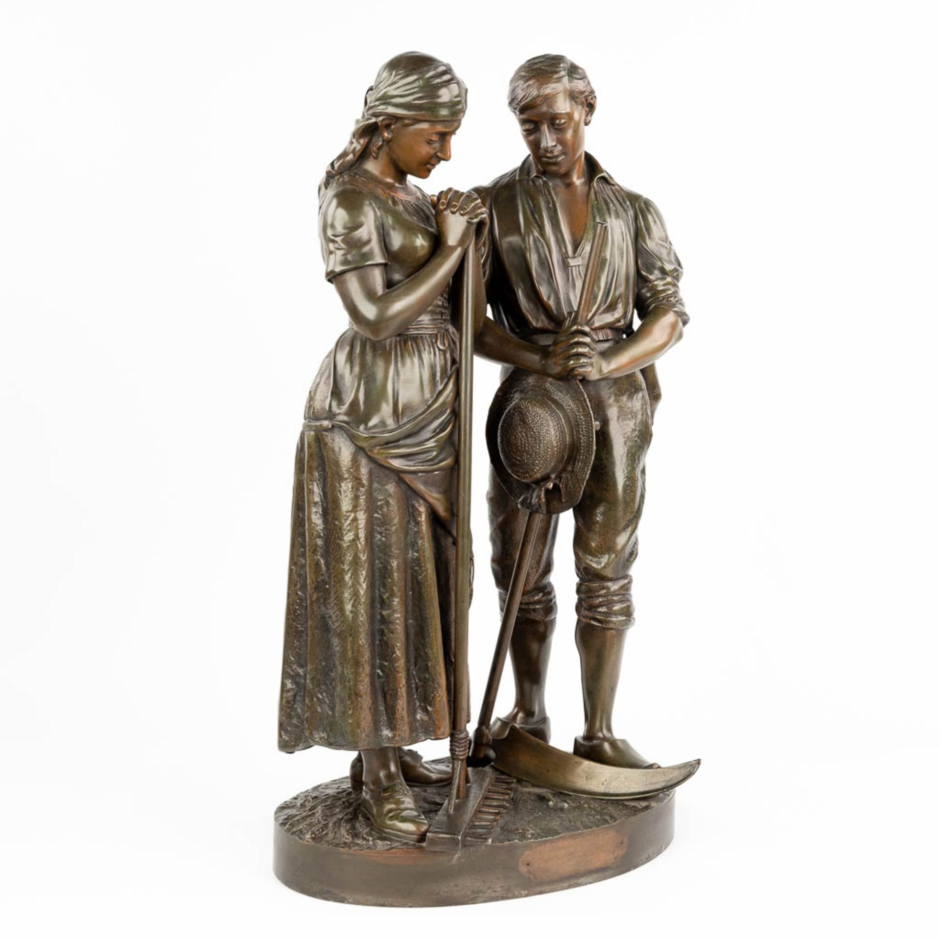 Arthur WAAGEN (act.1869-1910) 'L'Angelus' a statue made of spelter. (L:26 x W:34 x H:68 cm) - Bild 7 aus 14