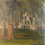 'View of the Beguinage in Bruges' a painting, oil on canvas. (W:63 x H:63 cm)