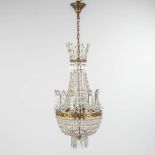 A chandelier 'Sac A Perles' decorated with tiny ram's heads. 20th century. (H:83 x D:42 cm)