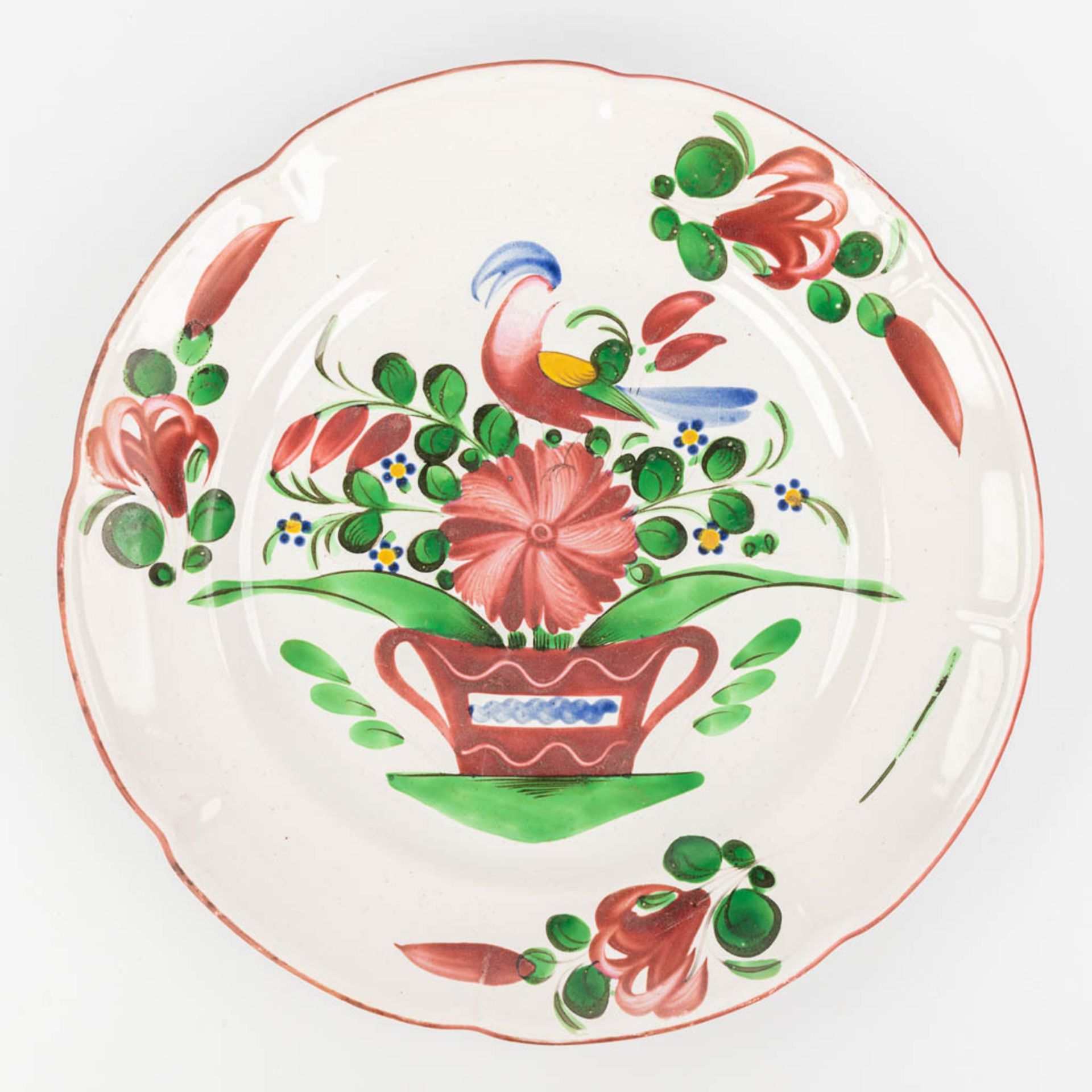 Faience De l'Est, a large collection of 24 plates with hand-painted flower decor. (D:22,5 cm) - Bild 13 aus 28