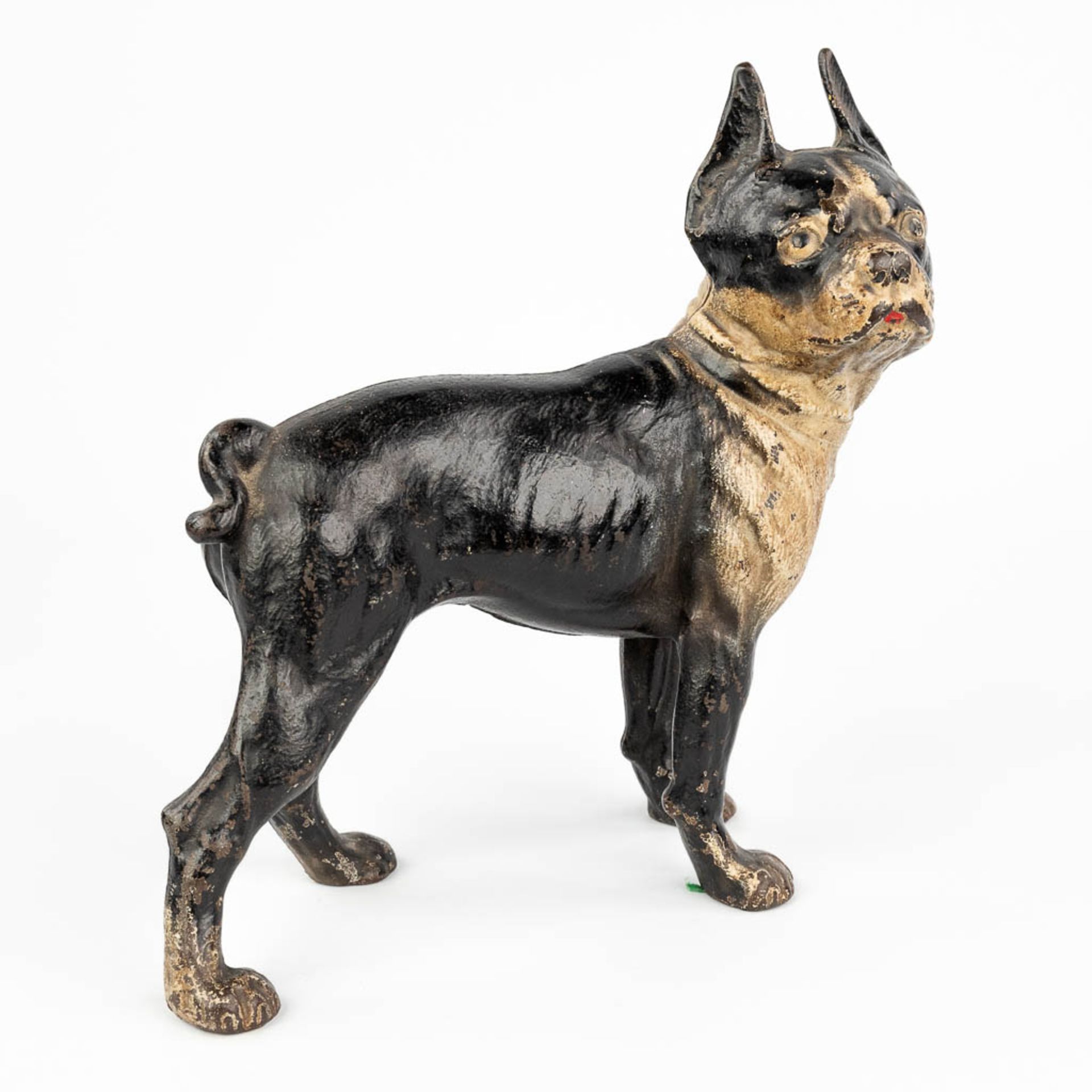 An antique figurative door stopper in the shape of a dog, cast iron. (W:25,5 x H:26 cm) - Bild 11 aus 12