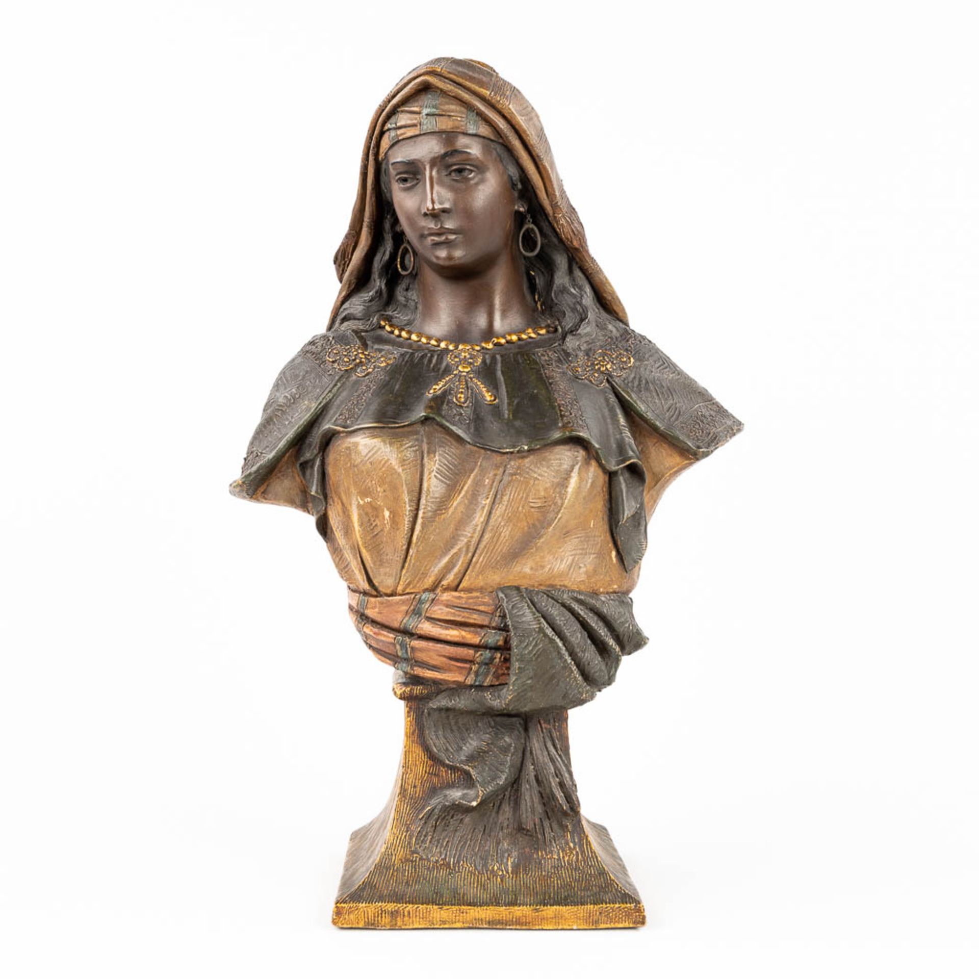 Friedrich GOLDSCHEIDER (1845-1897) 'Bust of a Berber' patinated terracotta. (W:28 x H:44 cm)