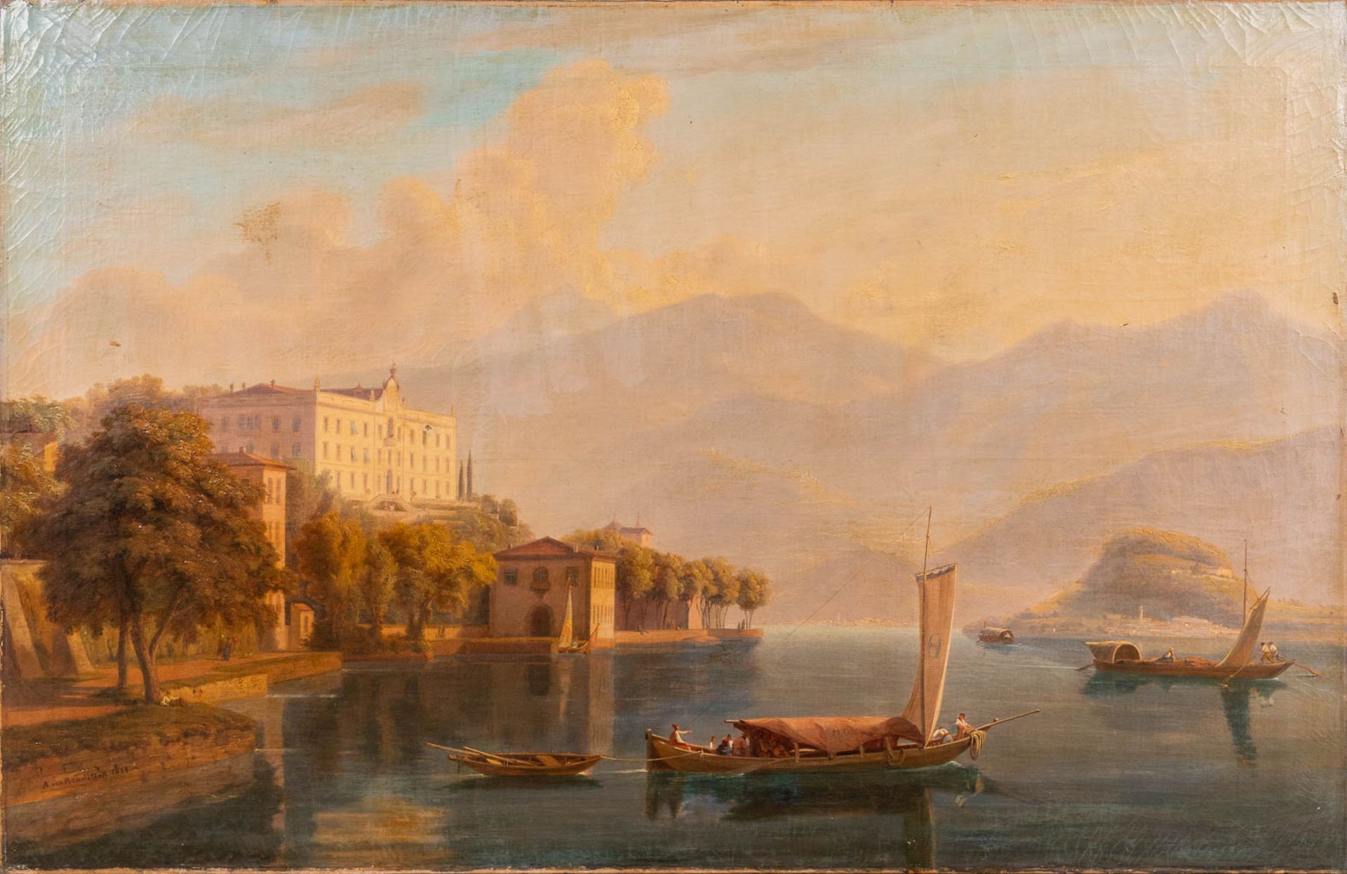 Abraham Sigmund VON BONSTETTEN (1796-1879) 'Villa Charlotta at the Como Lake', oil on canvas. (W:130