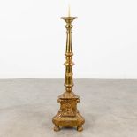 A large candlestick made of copper decorated with angels. (H:96 cm)