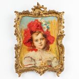 LŽon HERBO (1850-1907) 'Portrait of a girl', oil on panel. 19th C. (W:32 x H:39 cm)