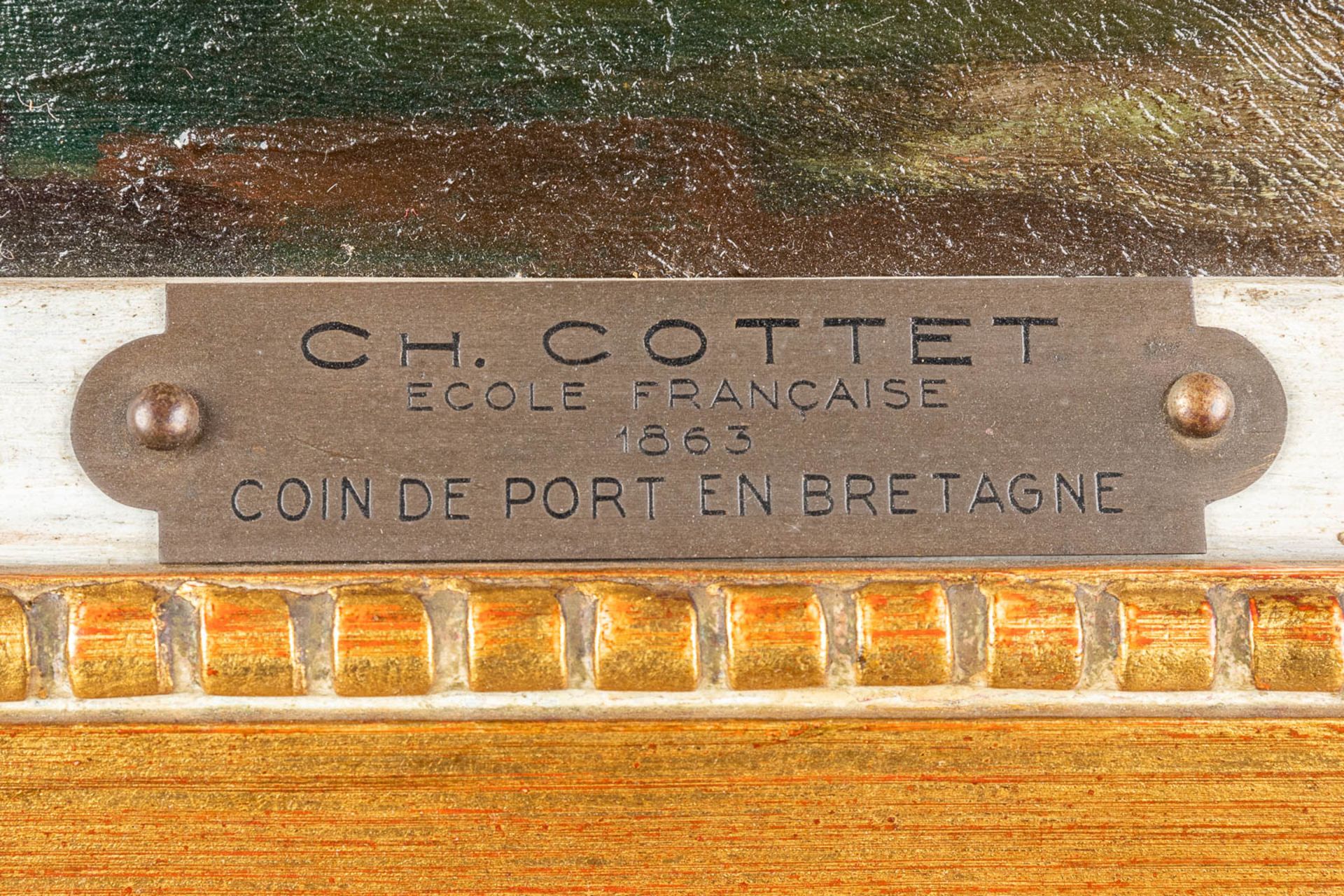 Charles COTTET (1863-1925) 'Coin De Port En Bretagne' a painting, oil on canvas. (W:55 x H:38 cm) - Image 6 of 7