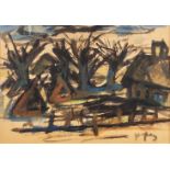 Floris JESPERS (1889-1965) 'African Village' watercolour on paper. (W:26 x H:18 cm)